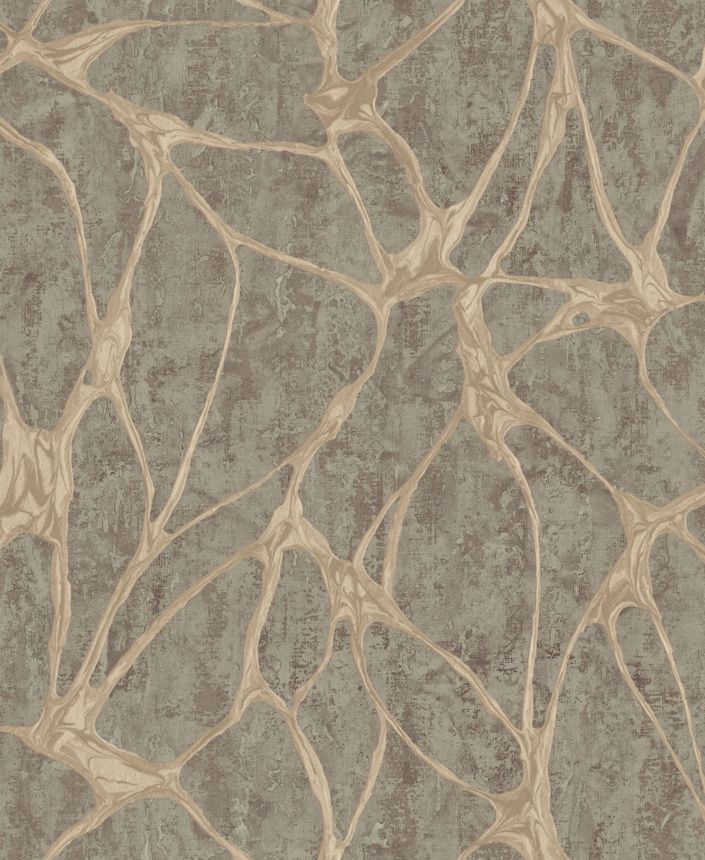 Luxusní šedo-hnědá vliesová tapeta na zeď s výrazným metalickým vzorem, 56824, Aurum II, Limonta