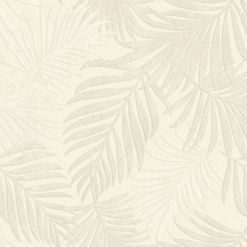 Luxusní krémová vliesová tapeta s listy, 07501, Makalle II,Limonta