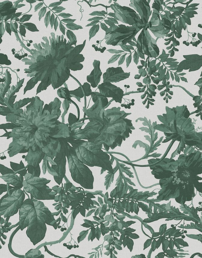 Šedo-zelená květinová vliesová tapeta na zeď, 120622, Retreat, Graham&Brown Premium