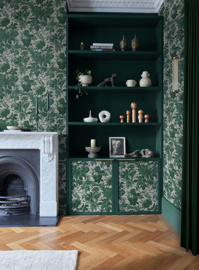 Šedo-zelená květinová vliesová tapeta na zeď, 120622, Retreat, Graham&Brown Premium