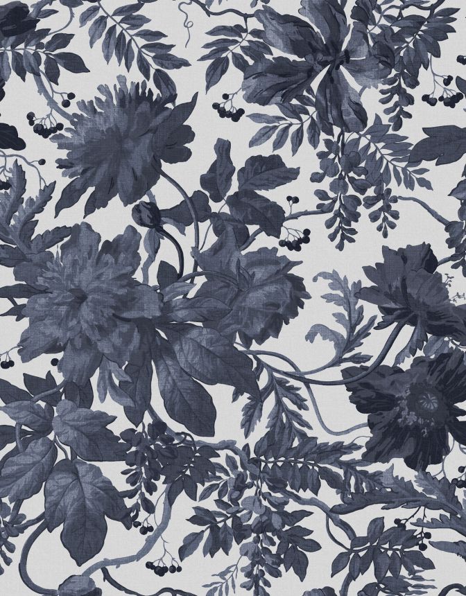 Šedo-modrá květinová vliesová tapeta na zeď, 120623, Retreat, Graham&Brown Premium