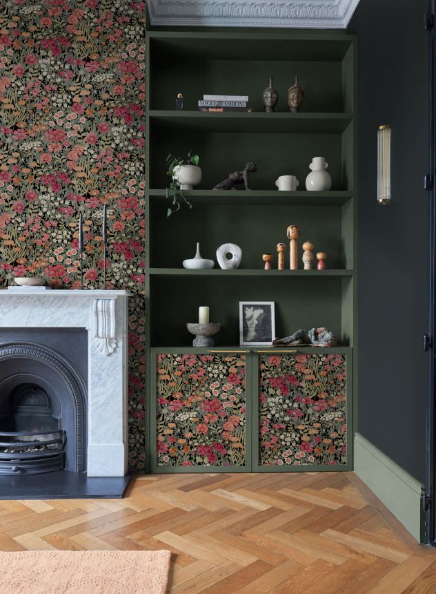 Černá vliesová květinová tapeta na zeď, 120628, Retreat, Graham&Brown Premium