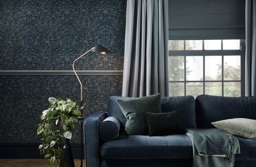 Modro-zelená vliesová tapeta s listy, 121440, New Eden, Graham&Brown Premium