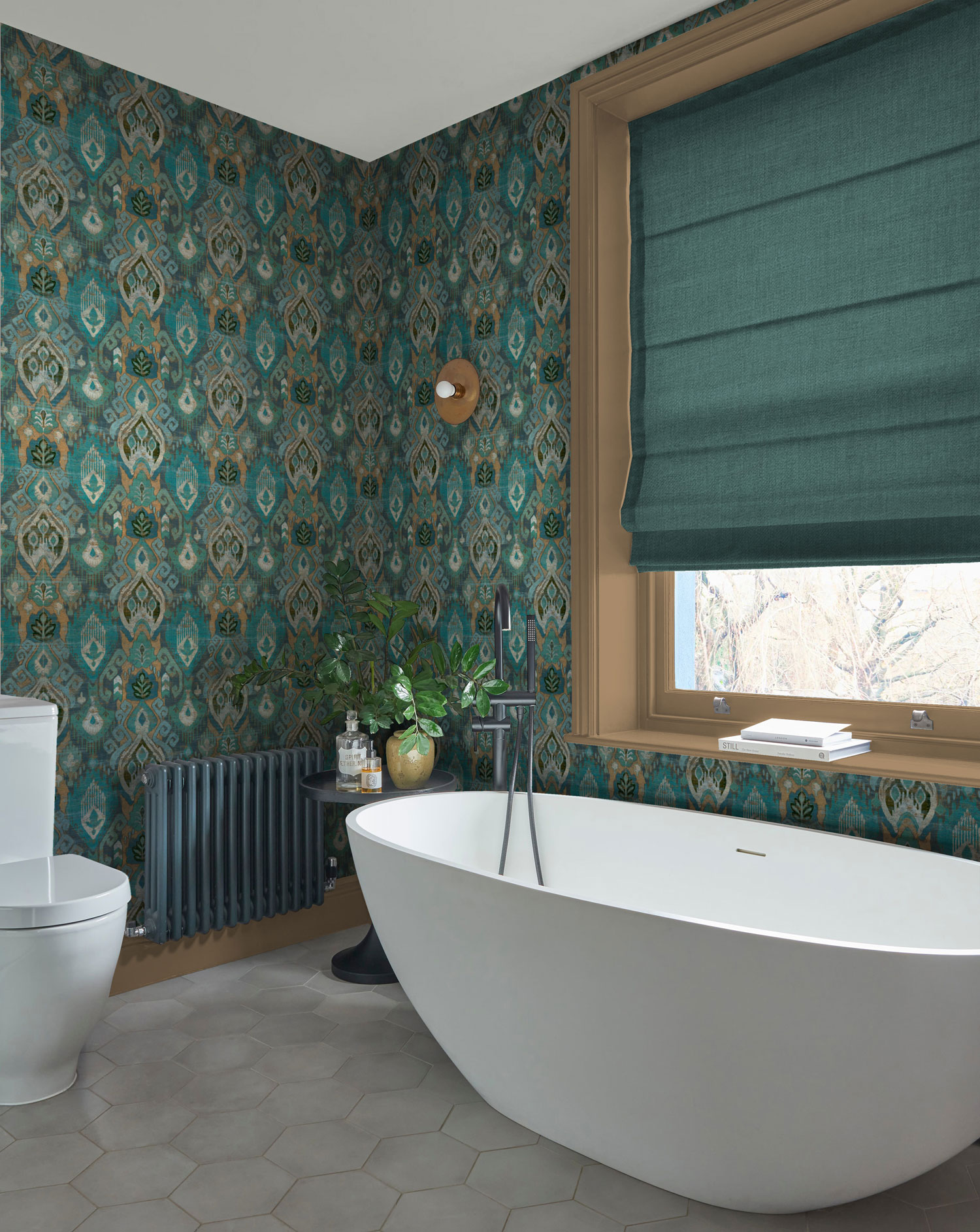 Tyrkysová vliesová tapeta na zeď, vintage etno vzor, 121458, New Eden, Graham&Brown Premium