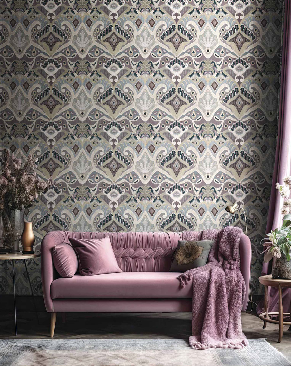 Vínová vliesová tapeta na zeď s ornamenty, etno vzor, 26427, Thai, Cristiana Masi by Parato