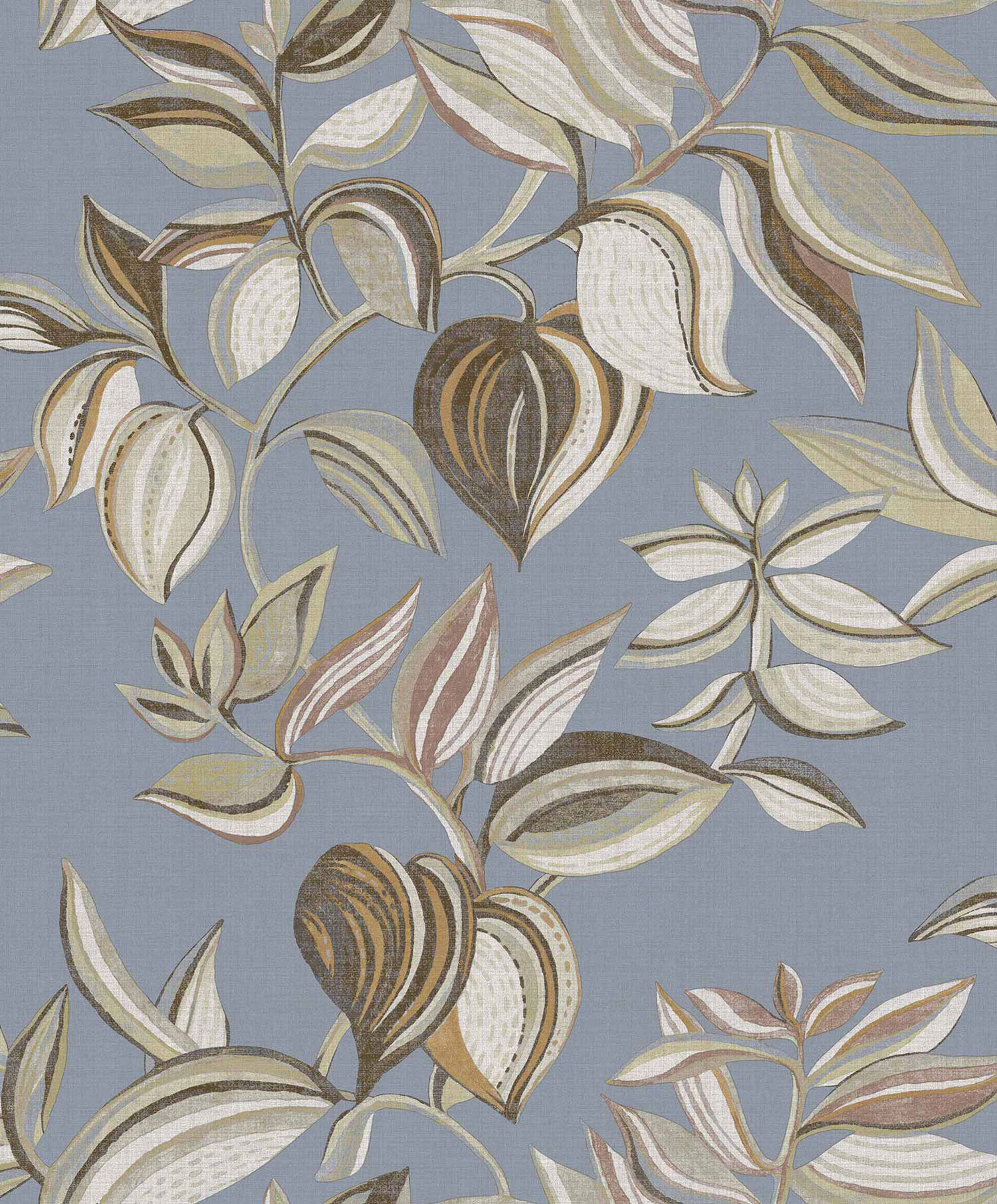 Bledě modrá vliesová tapeta na zeď, rostliny, listy, 26436, Thai, Cristiana Masi by Parato