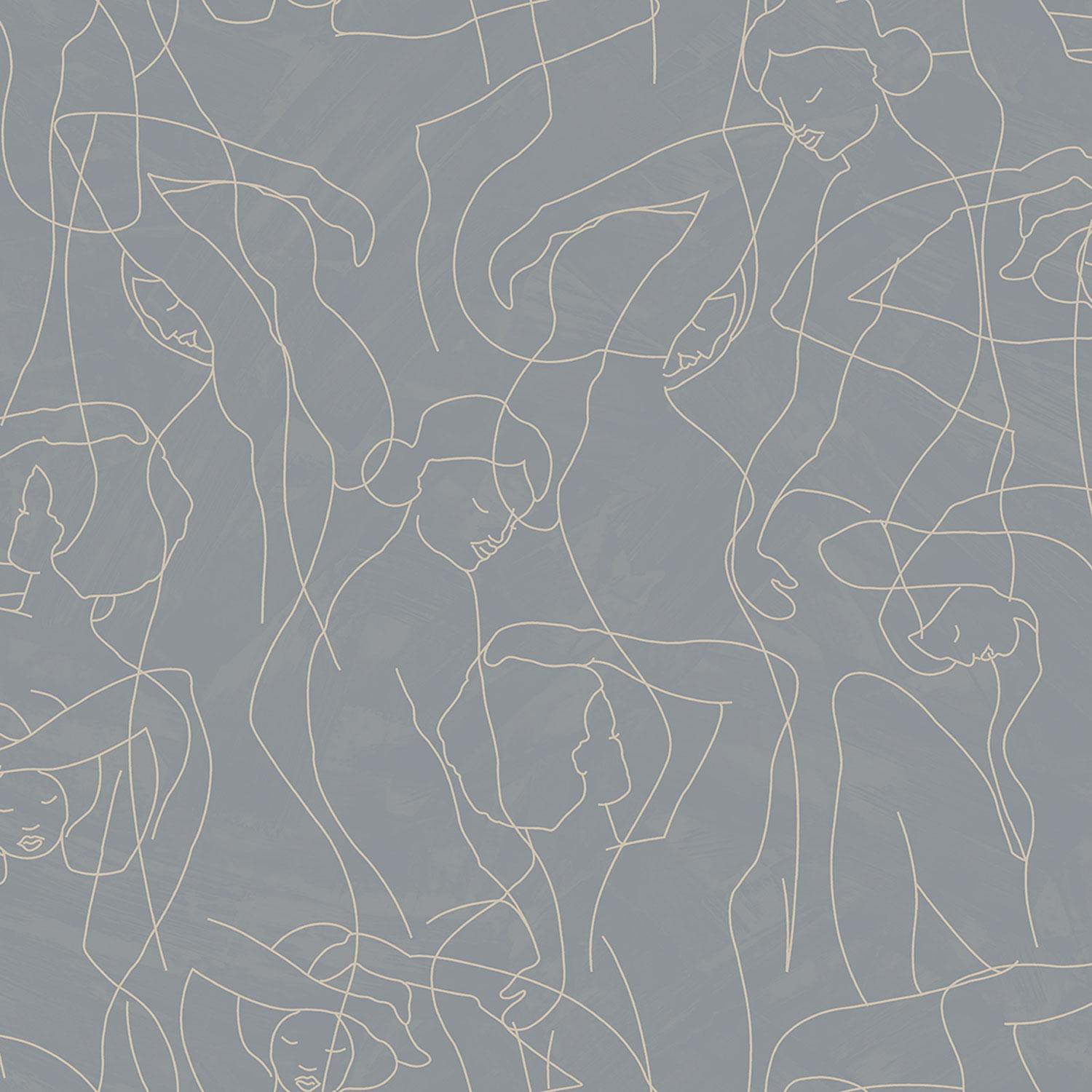 Grafická vliesová tapeta na zeď, obrysy postav, šedá, SO27046, Soleado, Decoprint