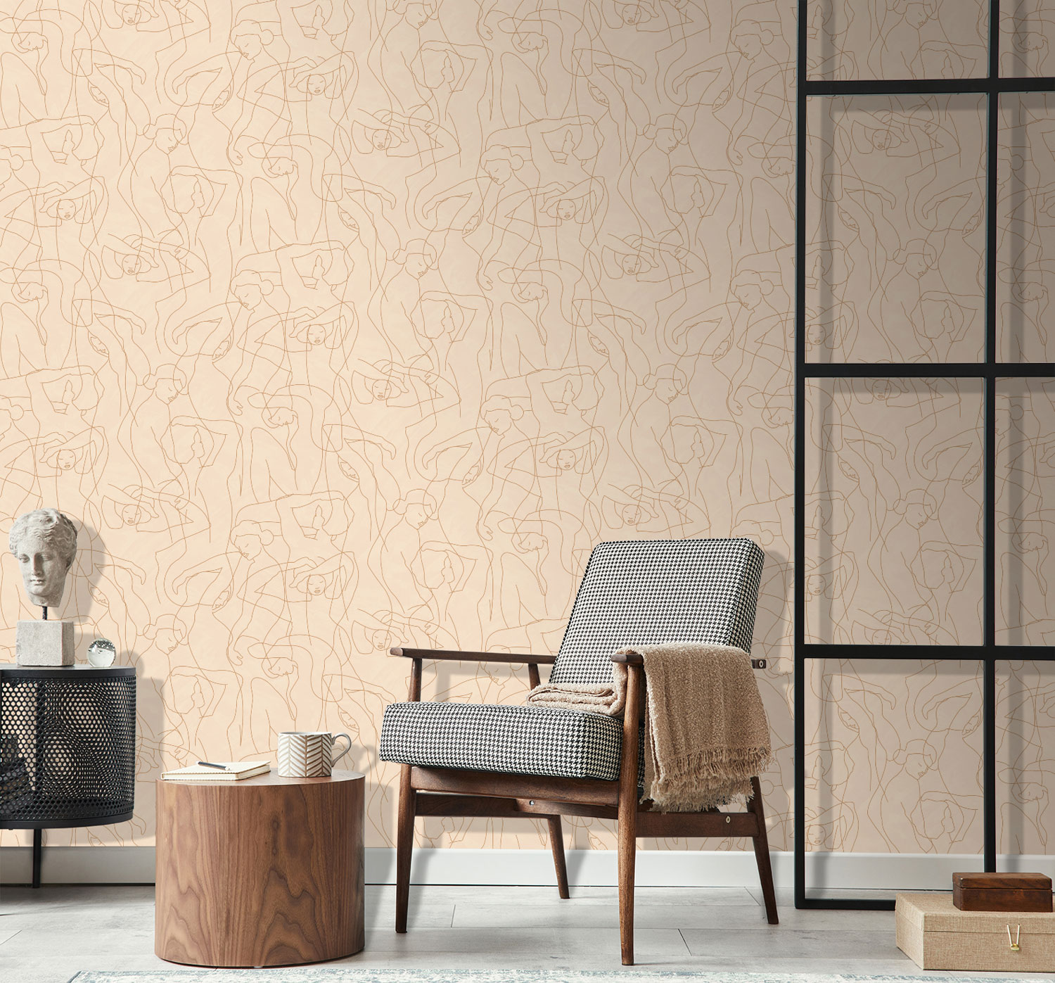 Grafická vliesová tapeta na zeď, obrysy postav, šedá, SO27046, Soleado, Decoprint