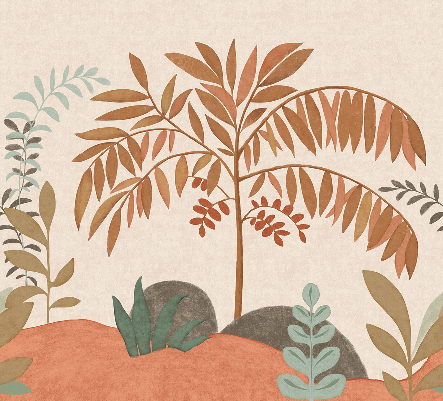 Vliesová obrazová tapeta na zeď, krajina, stromy, hnědá, SOD27091, Soleado, Decoprint