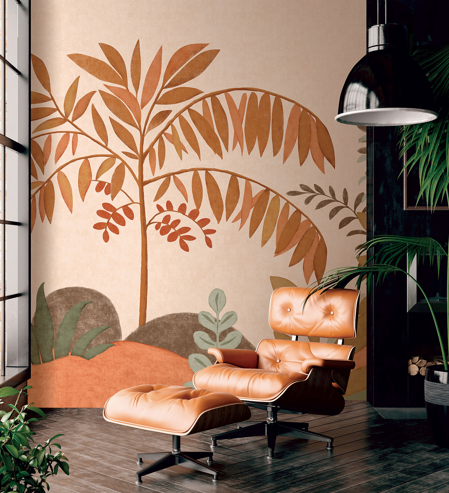 Vliesová obrazová tapeta na zeď, krajina, stromy, hnědá, SOD27091, Soleado, Decoprint