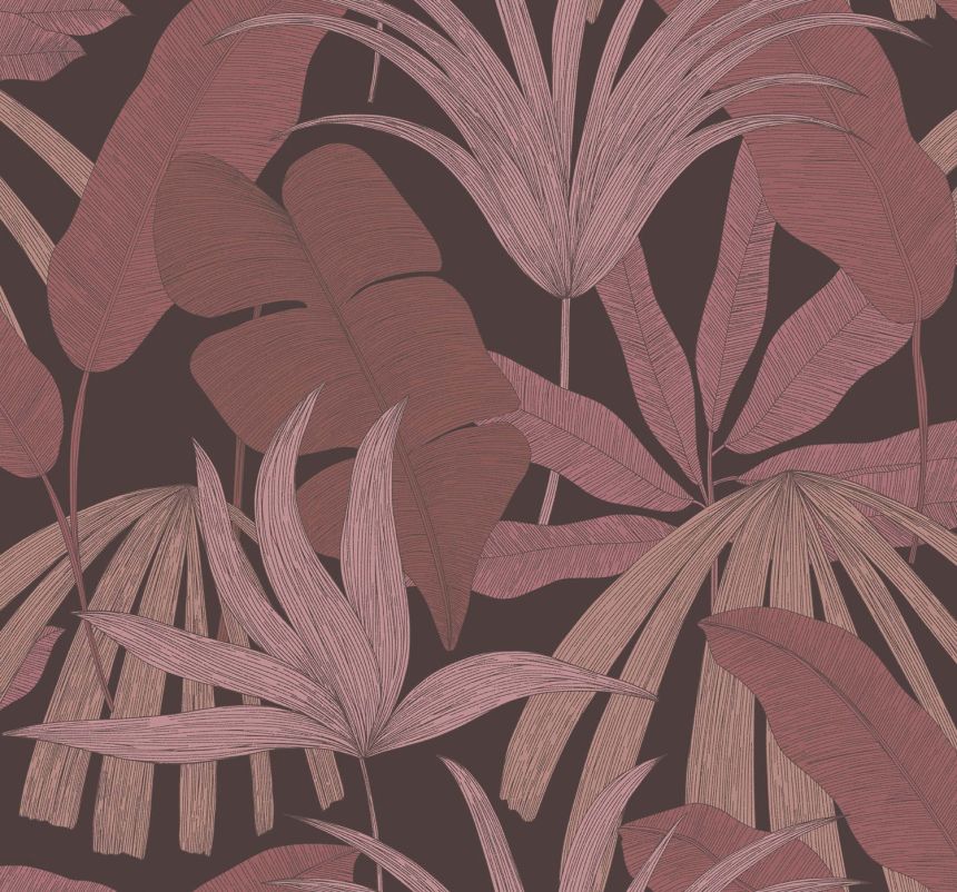 Fialová vliesová tapeta s listy, 333503, Festival, Eijffinger