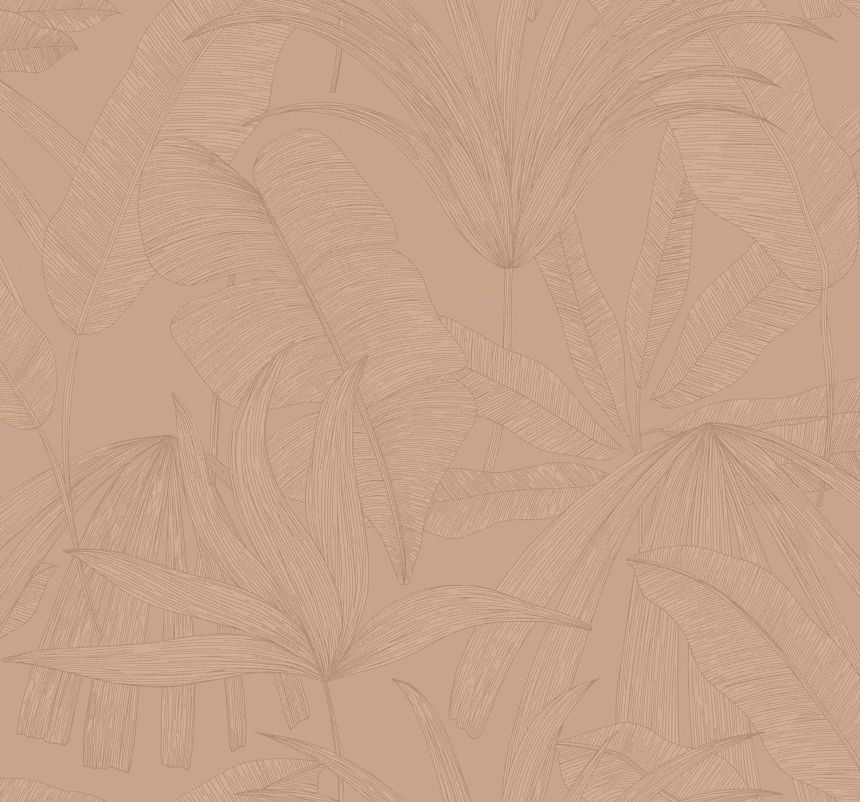 Hnědo-růžová vliesová tapeta s listy, 333515, Festival, Eijffinger