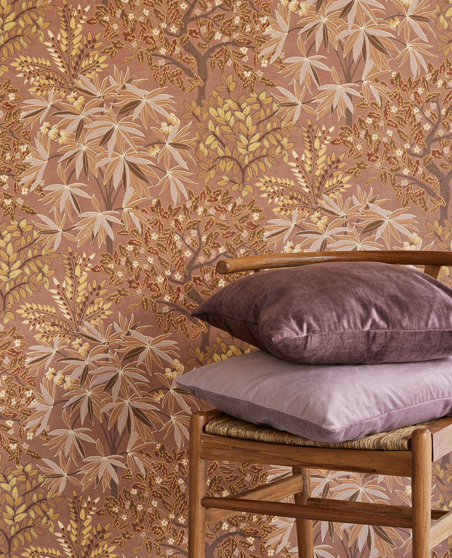 Růžová vliesová tapeta s větvičkami a listy, 333521, Festival, Eijffinger