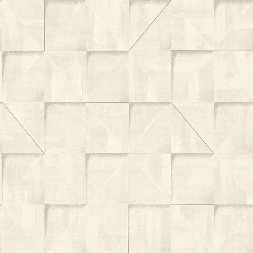 Béžovo-šedá geometrická vliesová tapeta na zeď, 3D imitace obkladu, RE25171, Reflect, Decoprint