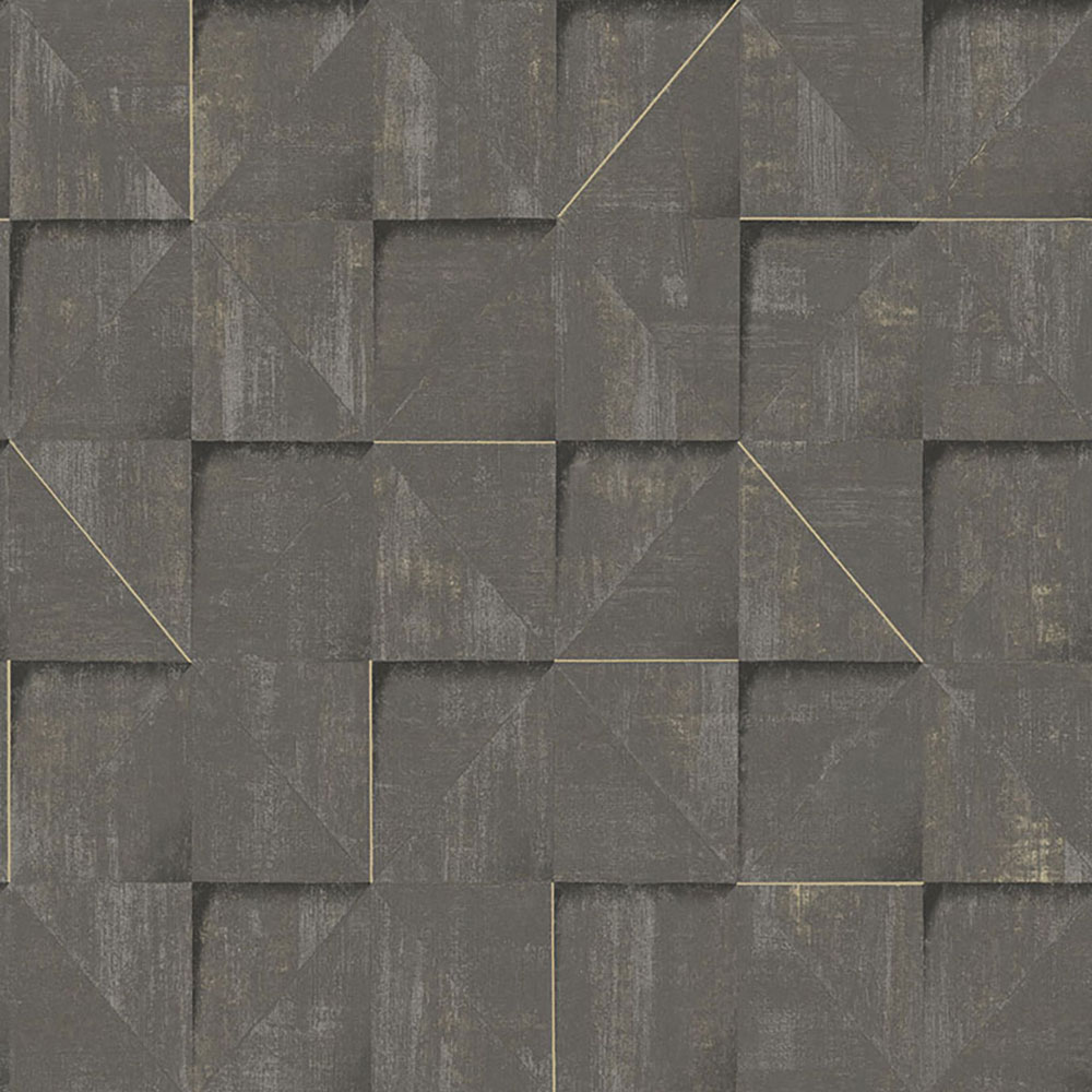 Hnědá geometrická vliesová tapeta na zeď, 3D imitace obkladu, RE25173, Reflect, Decoprint