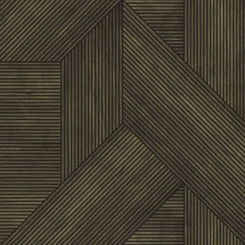 Hnědo-černá geometrická vliesová tapeta na zeď, imitace obkladu, RE25183, Reflect, Decoprint
