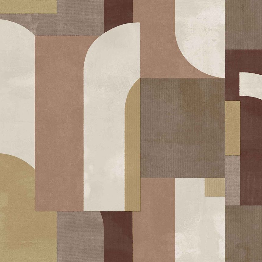 Hnědo-béžová vliesová geometrická tapeta na zeď, 43828, Terra, Cristiana Masi by Parato
