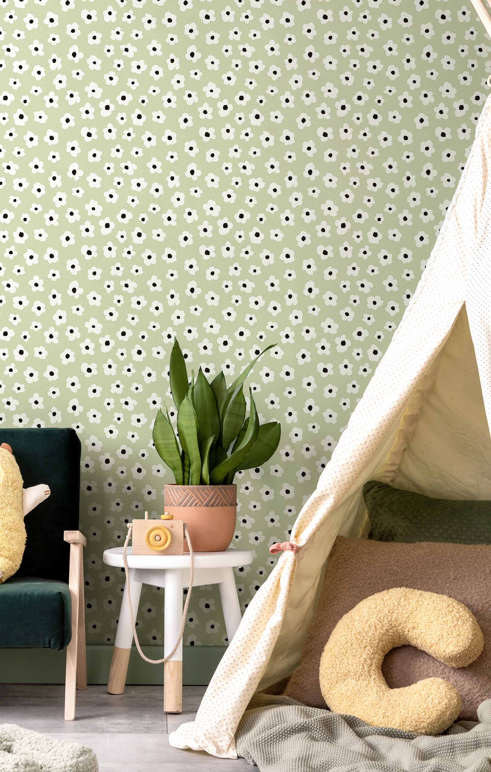 Zelená květinová vliesová tapeta na zeď, 17137, MiniMe, Cristiana Masi by Parato