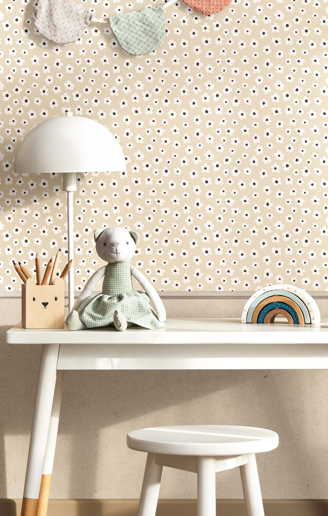 Béžová květinová vliesová tapeta na zeď, 17138, MiniMe, Cristiana Masi by Parato