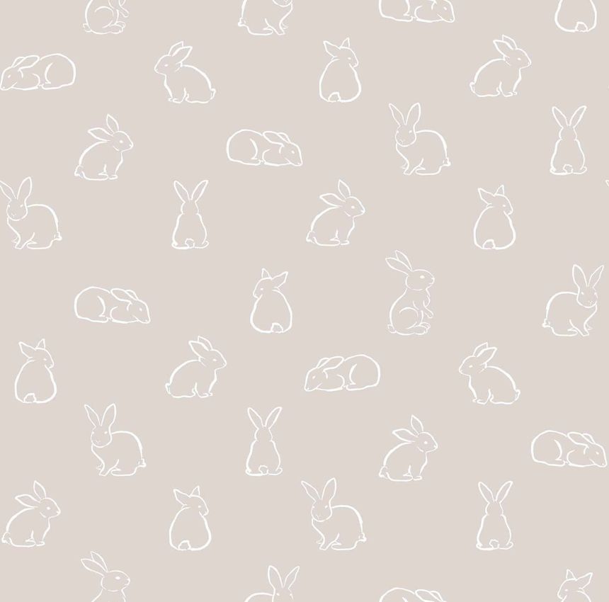 Šedá dětská vliesová tapeta se zajíčky, 17146, MiniMe, Cristiana Masi by Parato