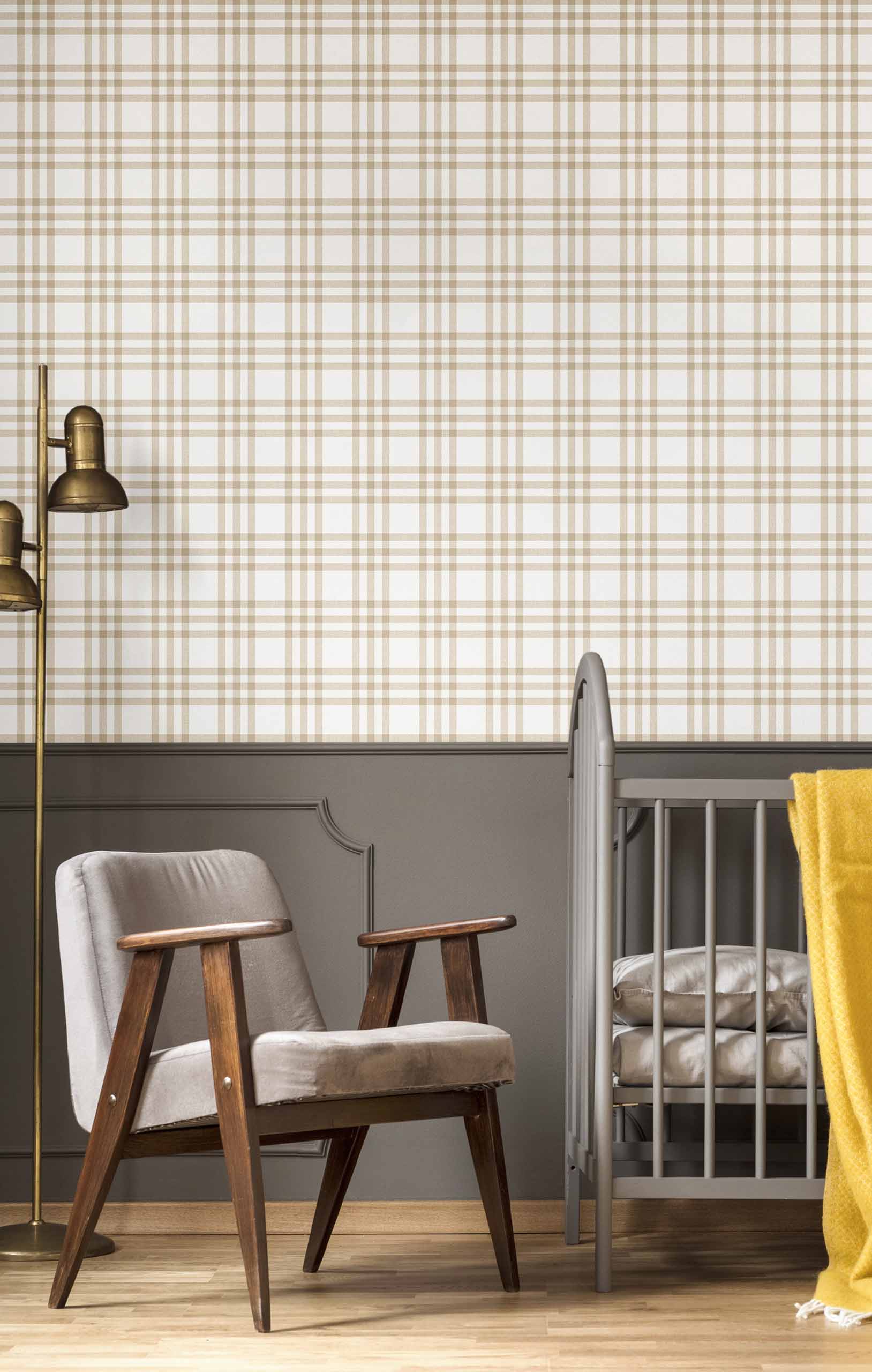 Béžovo-bílá vliesová tapeta na zeď, káro, 17153, MiniMe, Cristiana Masi by Parato