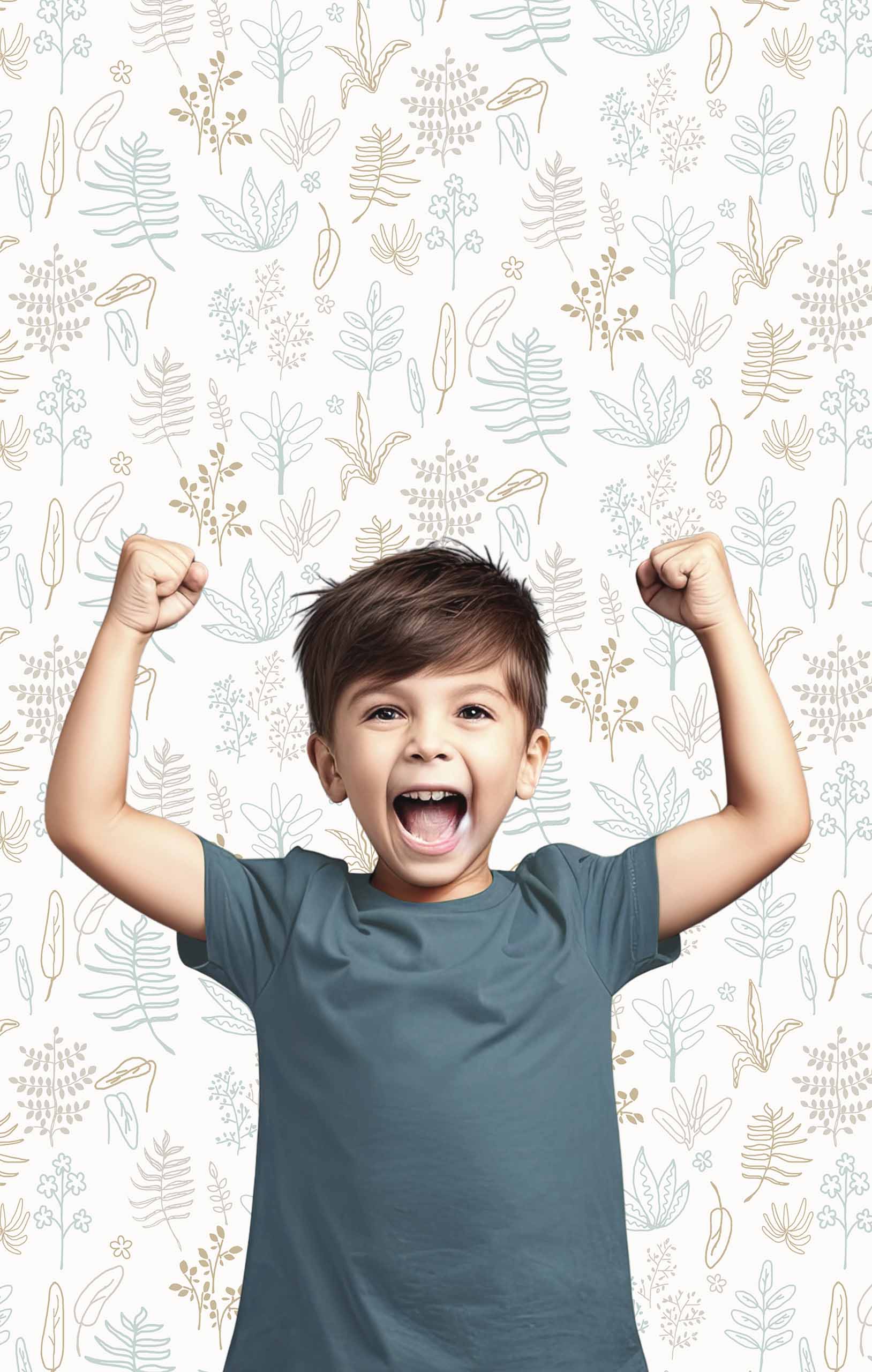 Dětská bílá vliesová tapeta s rostlinami a listy, 17166, MiniMe, Cristiana Masi by Parato