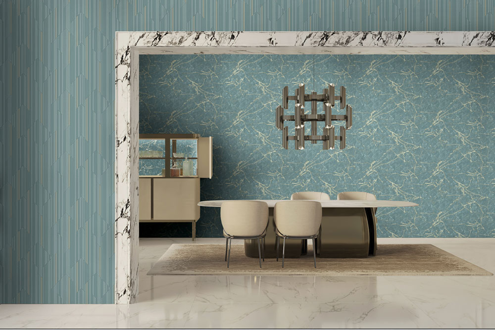 Luxusní  zelená geometrická vliesová tapeta na zeď, Z34921, Elie Saab 2