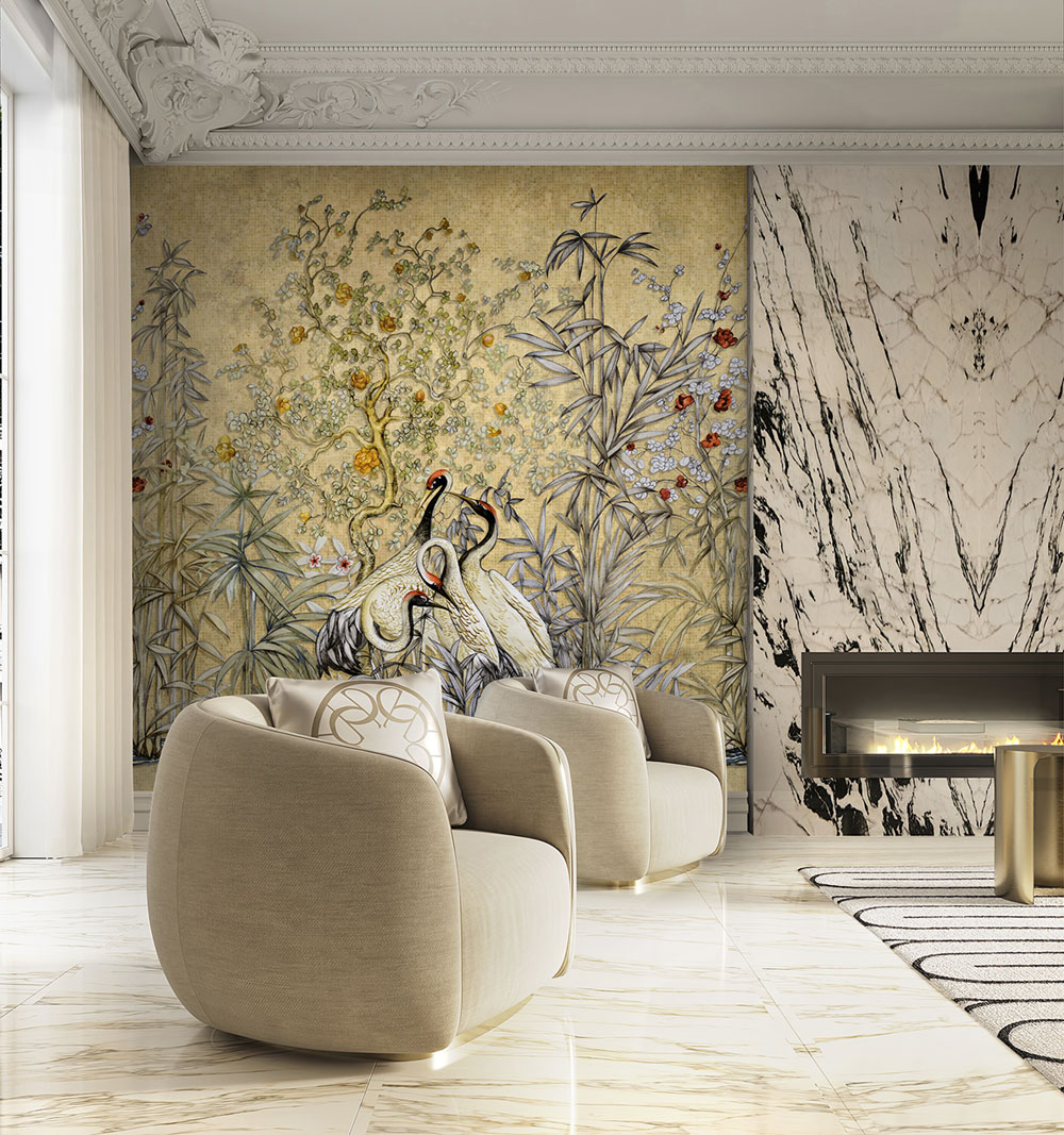 Luxusní vliesová obrazová tapeta s ptáky a rostlinami, Z34955, Elie Saab 2