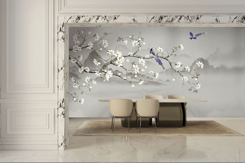 Luxusní vliesová obrazová tapeta na zeď, Rozkvetlá větvička Sakury, Z34982, Elie Saab 