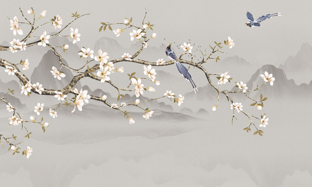 Luxusní vliesová obrazová tapeta na zeď, Rozkvetlá větvička Sakury, Z34982, Elie Saab 