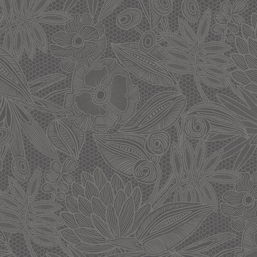 Šedo-černá vliesová květinová tapeta na zeď, 340114, Gilded, Eijffinger