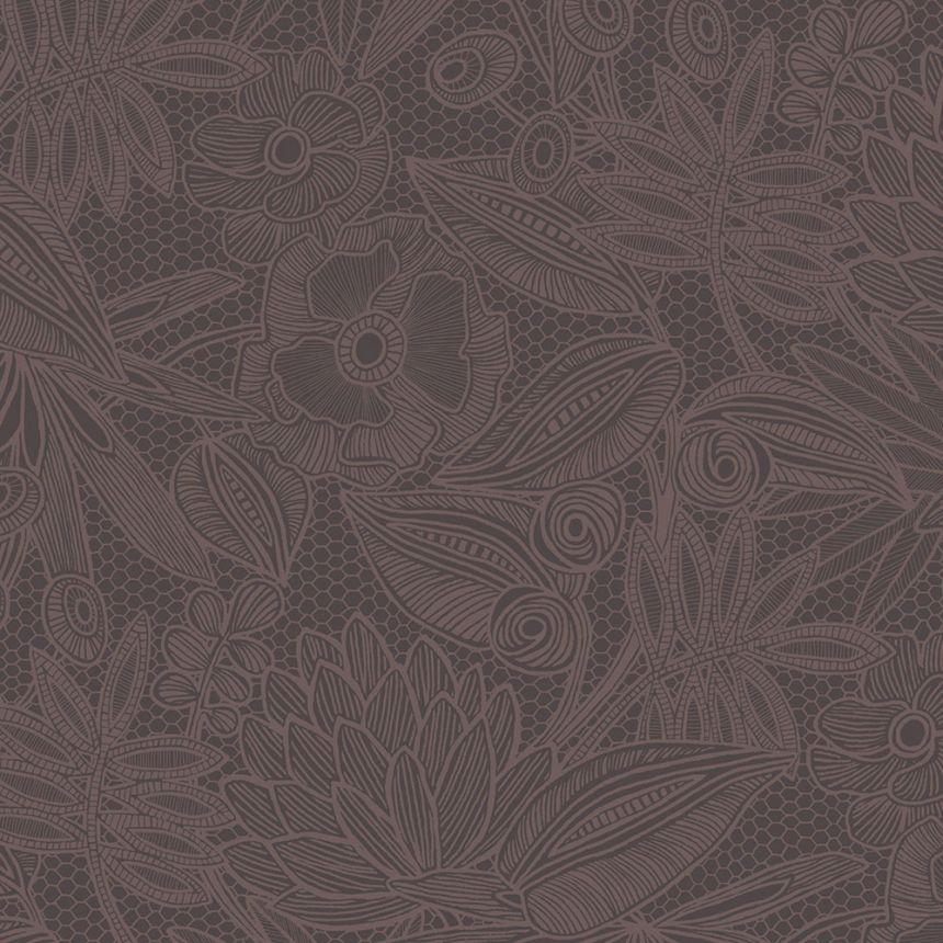 Hnědo-fialová vliesová květinová tapeta na zeď, 340115, Gilded, Eijffinger