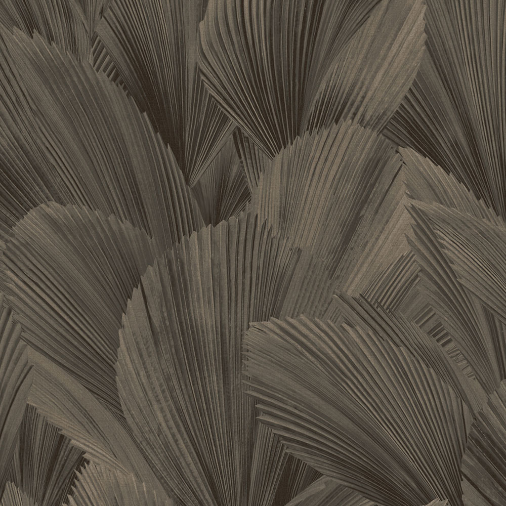 Hnědo-černá vliesová tapeta na zeď,  listy, 340126, Gilded, Eijffinger