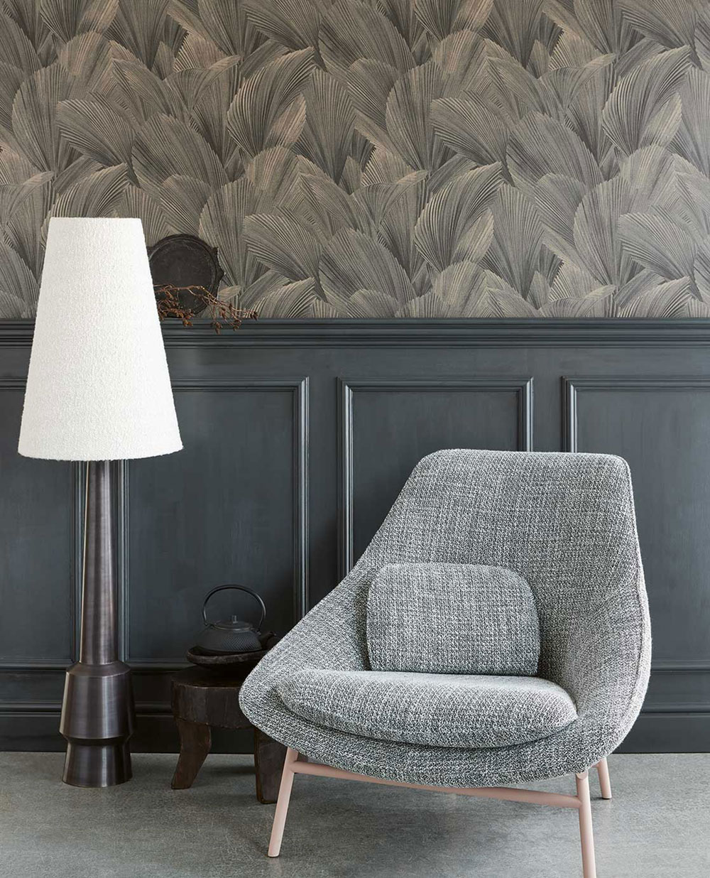 Hnědo-černá vliesová tapeta na zeď,  listy, 340126, Gilded, Eijffinger