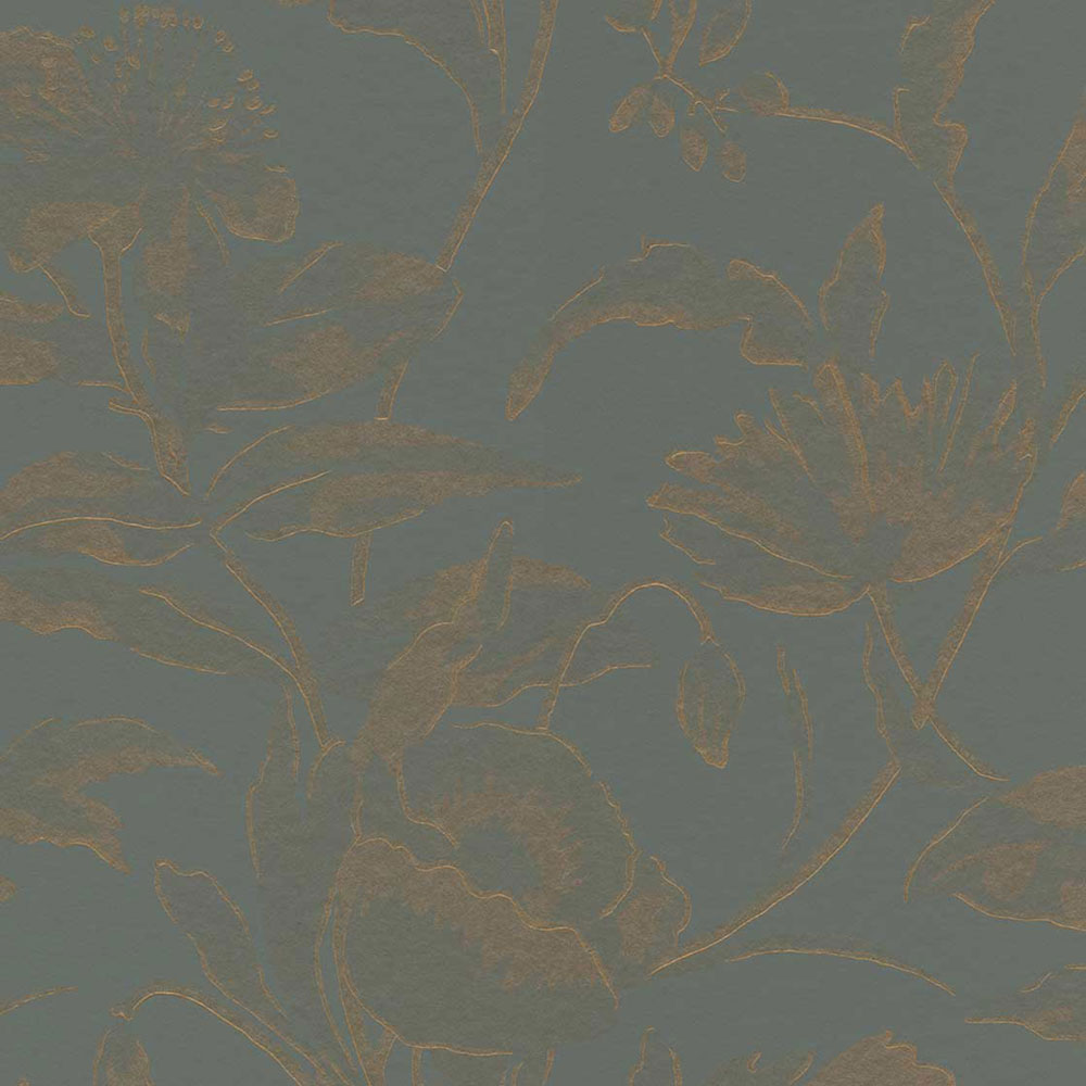 Modro-zelená vliesová květinová tapeta na zeď, 340134, Gilded, Eijffinger