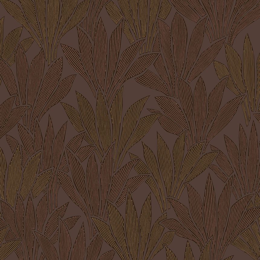 Hnědá vliesová tapeta s listy, 340155, Gilded, Eijffinger
