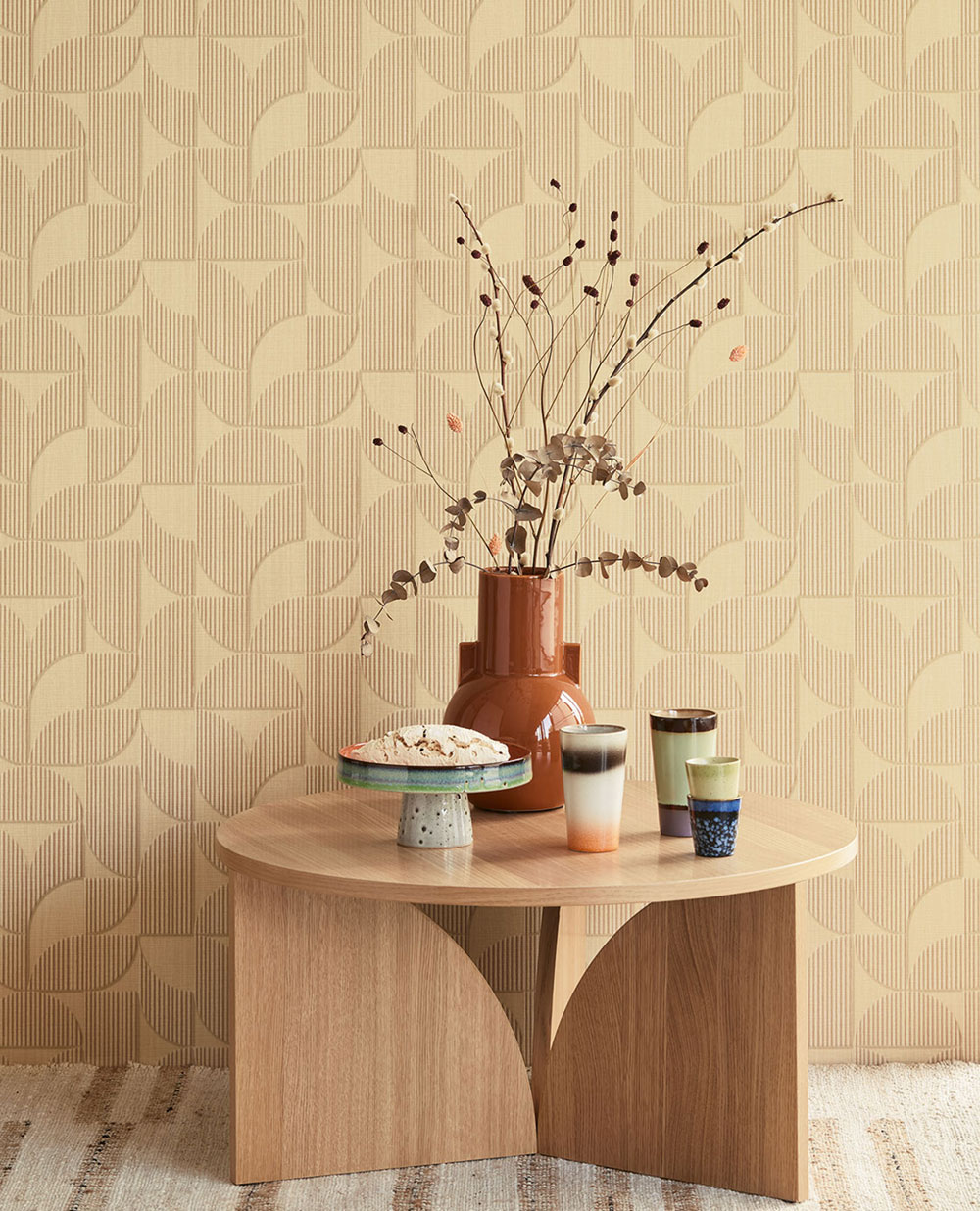 Béžová vliesová geometrická retro tapeta na zeď, 333600, Revive, Eijffinger