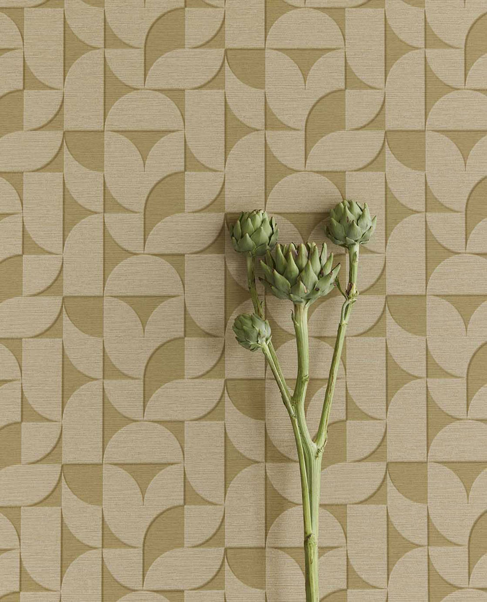 Zeleno-béžová vliesová geometrická retro tapeta na zeď, 333612, Revive, Eijffinger