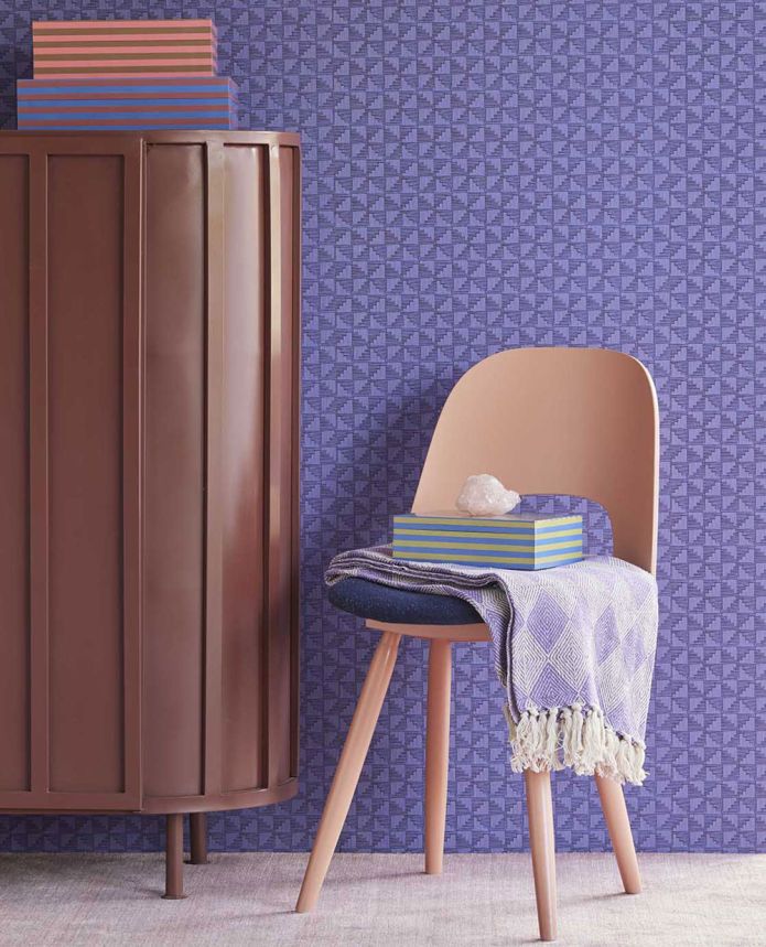 Modro-fialová vliesová geometrická retro tapeta na zeď, 333656, Revive, Eijffinger