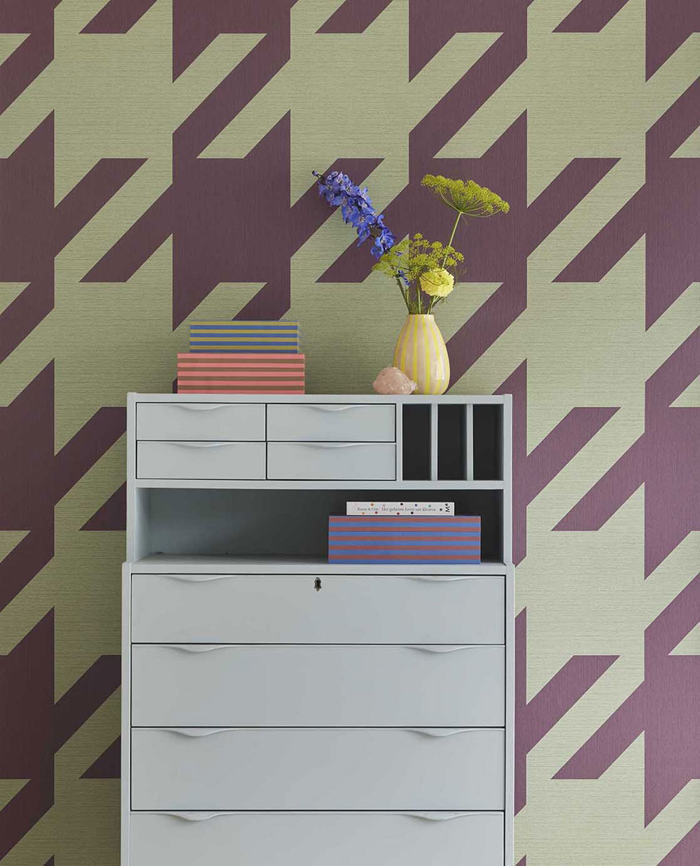 Modro-zelená vliesová obrazová tapeta na zeď, kohoutí stopa, 333675, Revive, Eijffinger