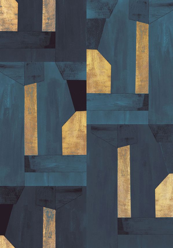 Modro-zlatá vliesová obrazová tapeta na zeď, 333676, Revive, Eijffinger