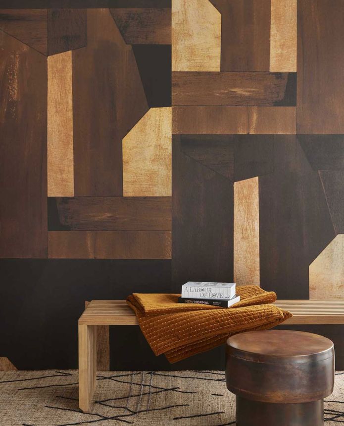 Hnědo-zlatá vliesová obrazová tapeta na zeď, 333677, Revive, Eijffinger