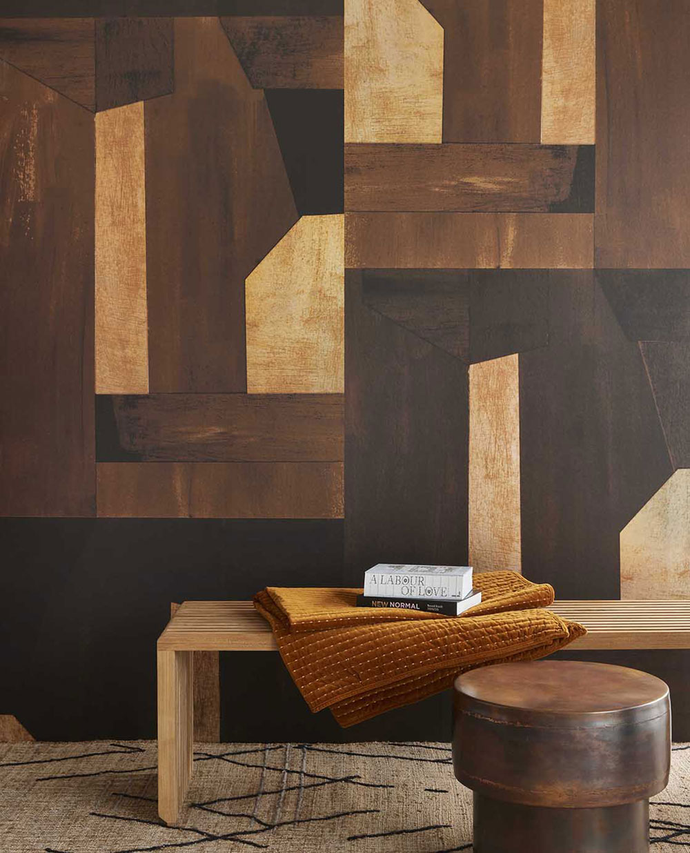 Hnědo-zlatá vliesová obrazová tapeta na zeď, 333677, Revive, Eijffinger