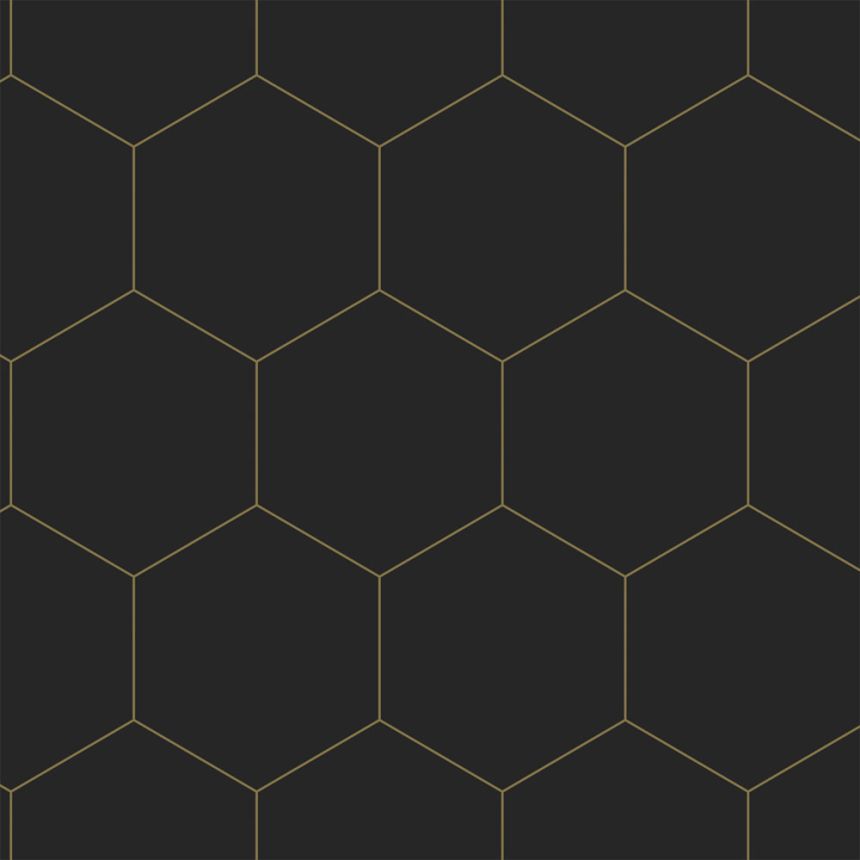 Geometrická vliesová tapeta na zeď, černo-zlatá, 139313, Bloom, Esta Home