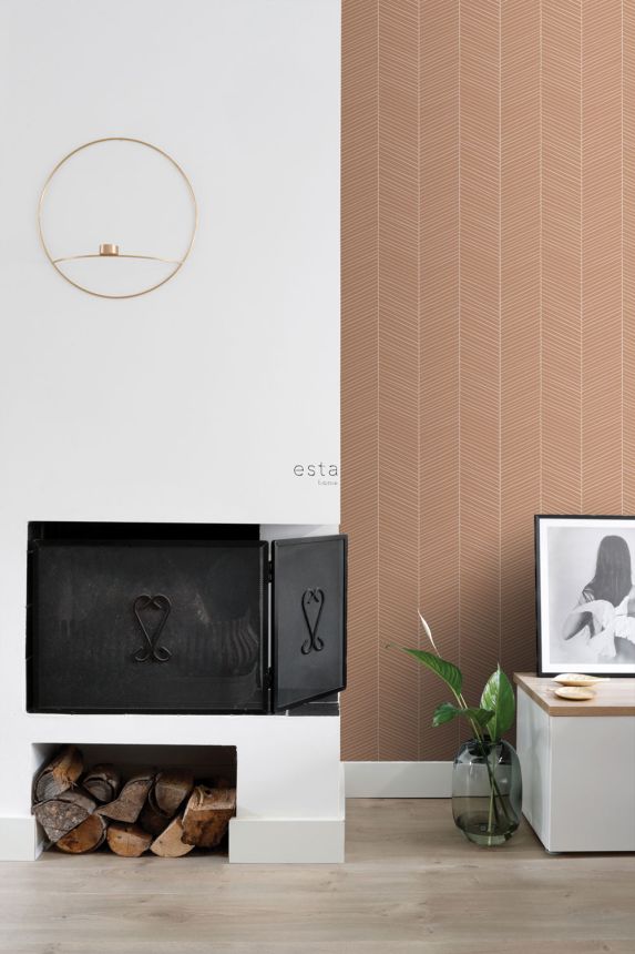 Geometrická vliesová tapeta na zeď, hnědá, 139357, Bloom, Esta Home