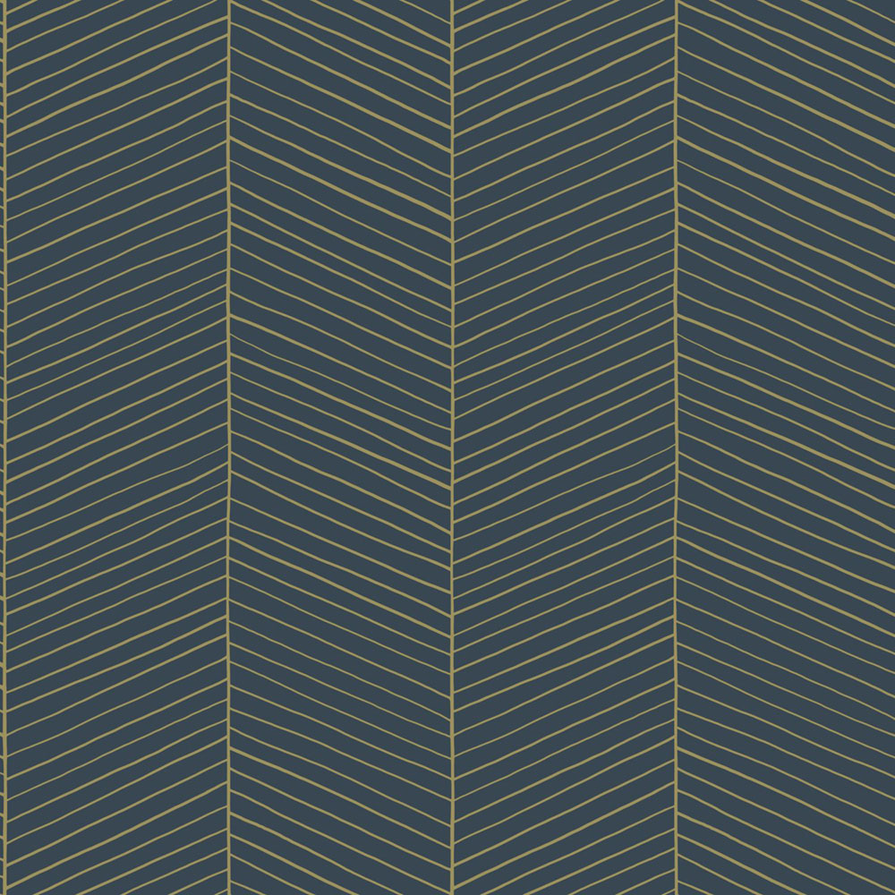 Geometrická vliesová tapeta na zeď, modro-zlatá, 139452, Bloom, Esta Home