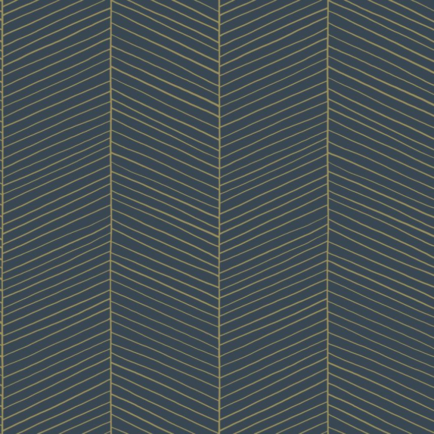 Geometrická vliesová tapeta na zeď, modro-zlatá, 139452, Bloom, Esta Home