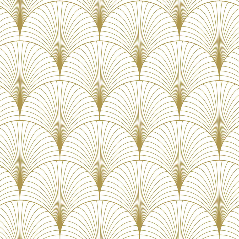 Vliesová tapeta na zeď, Art deco, bílo-zlatá, 139456, Bloom, Esta Home
