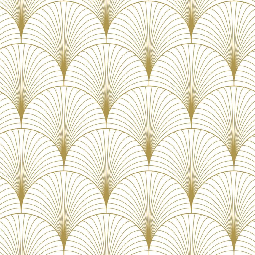 Vliesová tapeta na zeď, Art deco, bílo-zlatá, 139456, Bloom, Esta Home