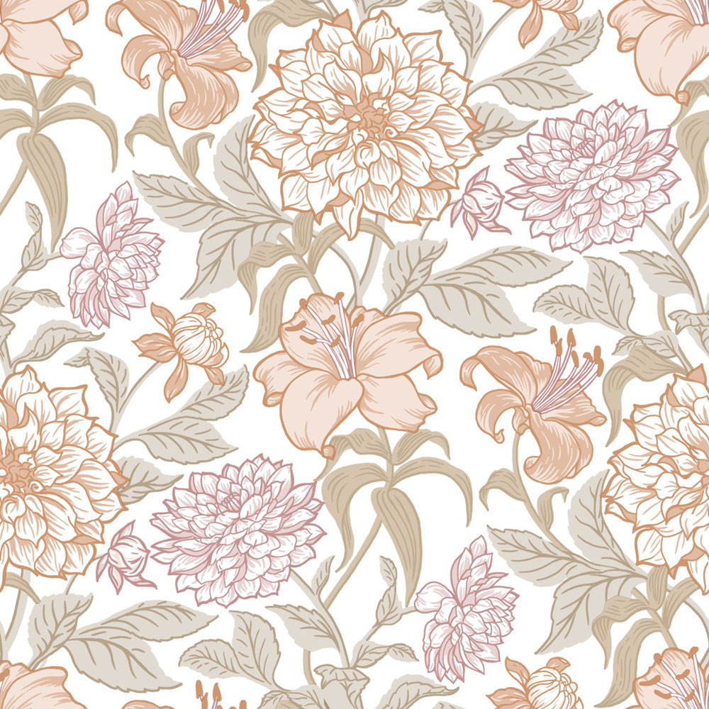 Květinová vliesová tapeta na zeď, zeleno-béžová, 139612, Bloom, Esta Home